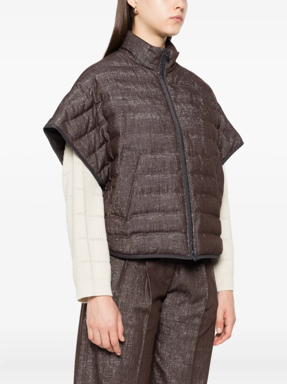 Brunello Cucinelli Gewatteerd jack Bruin