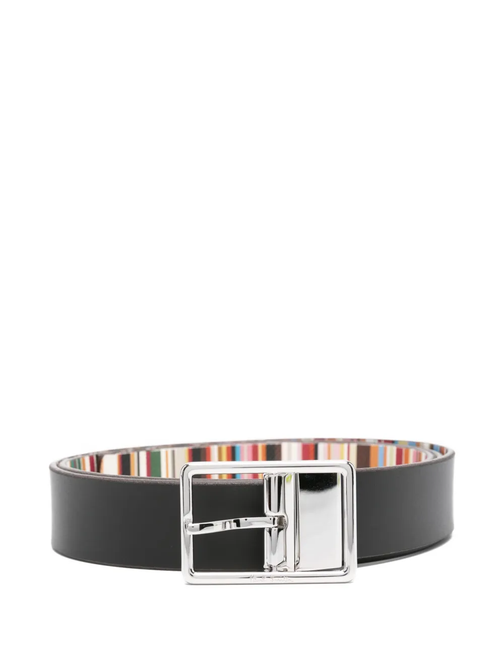 Paul Smith Gestreepte omkeerbare leren riem Zwart