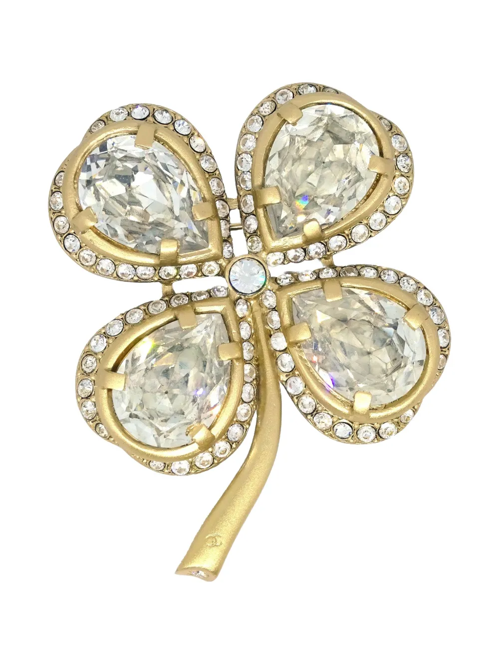 Pre-owned Chanel 2001 Clover-motif Brooch