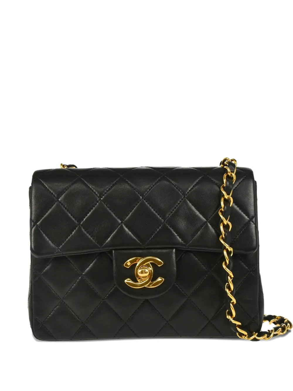 CHANEL Pre-Owned 1992 クラシック スクエア ショルダーバッグ ミニ - ブラック CHANEL Pre-Owned 1992 クラシック スクエア ショルダーバッグ ミニ - ブラック