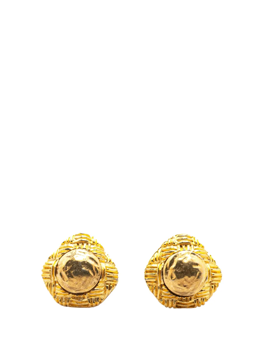 CHANEL Pre-Owned 20th Century Gold Plated Round Clip On Earrings CHANEL Pre-Owned 20th Century Gold Plated Round Clip On Earrings