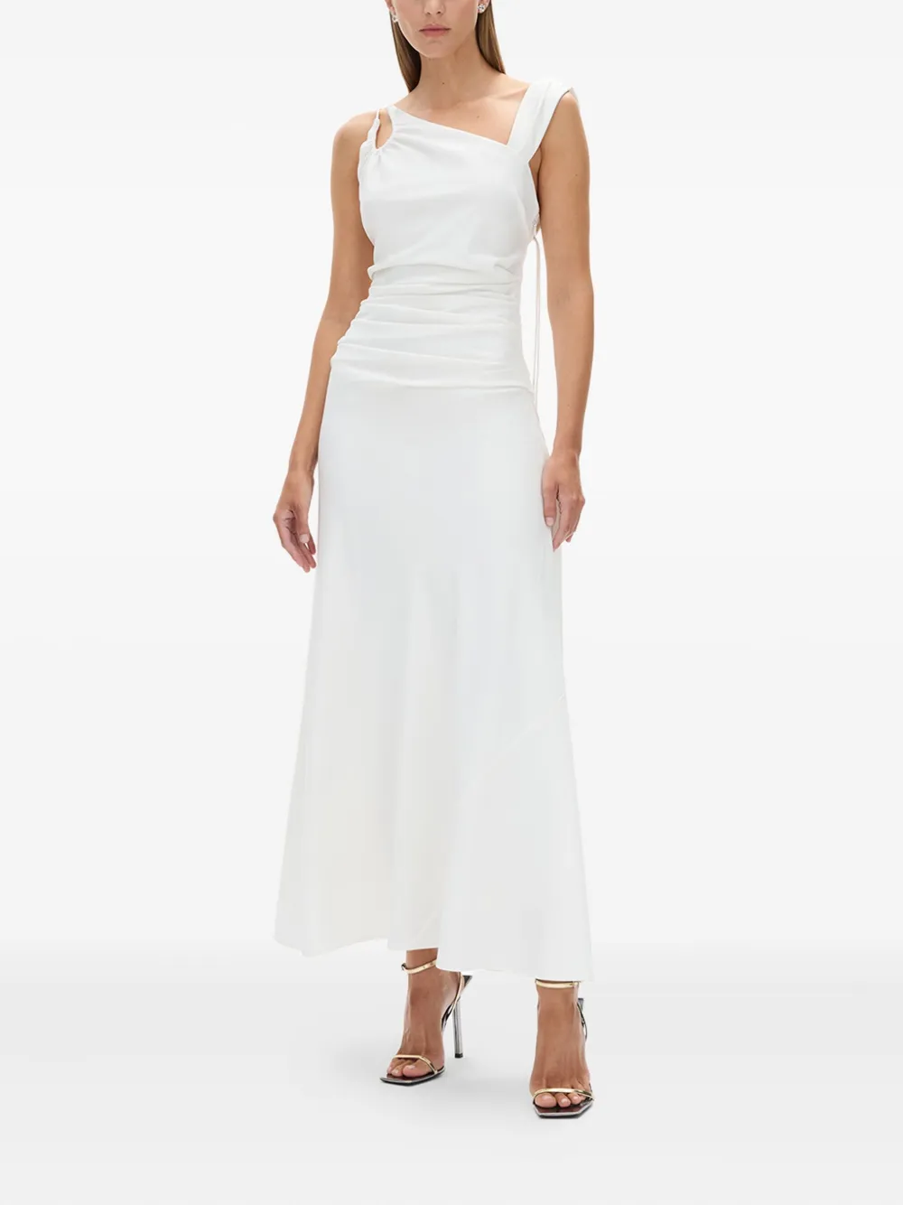 Rachel Gilbert Fitz asymmetrische gedrapeerde midi-jurk Wit