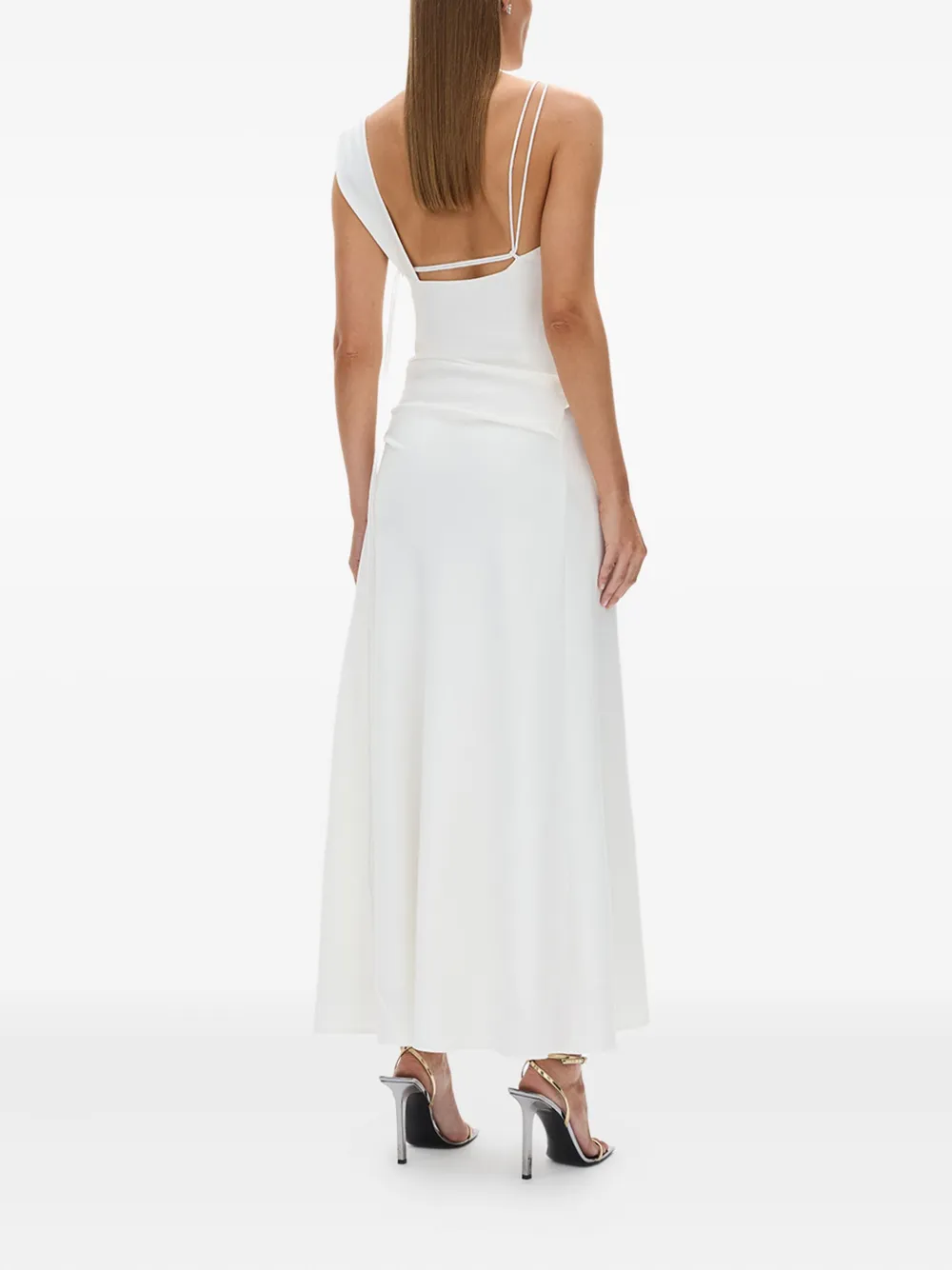 Rachel Gilbert Fitz asymmetrische gedrapeerde midi-jurk Wit