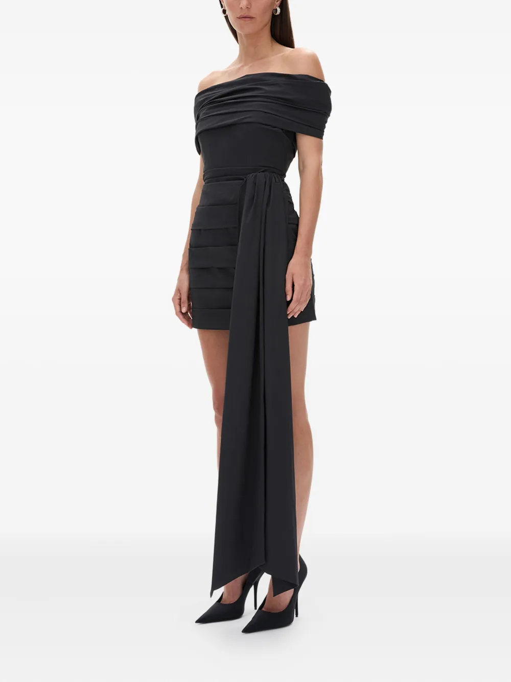 Rachel Gilbert Camille draped off-shoulder top Zwart