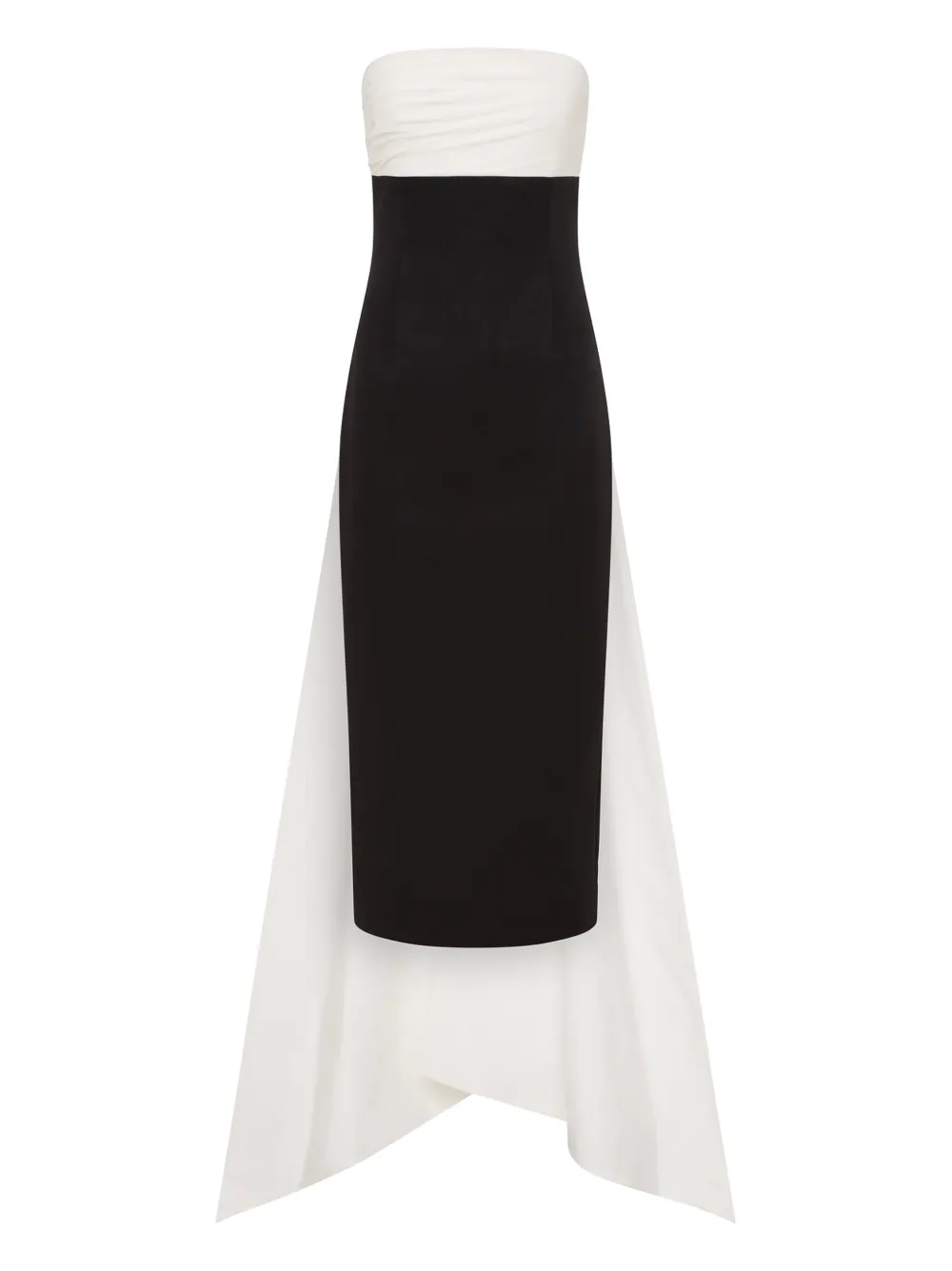 Rachel Gilbert Odette strapless midi-jurk met gedrapeerde achterkant Zwart