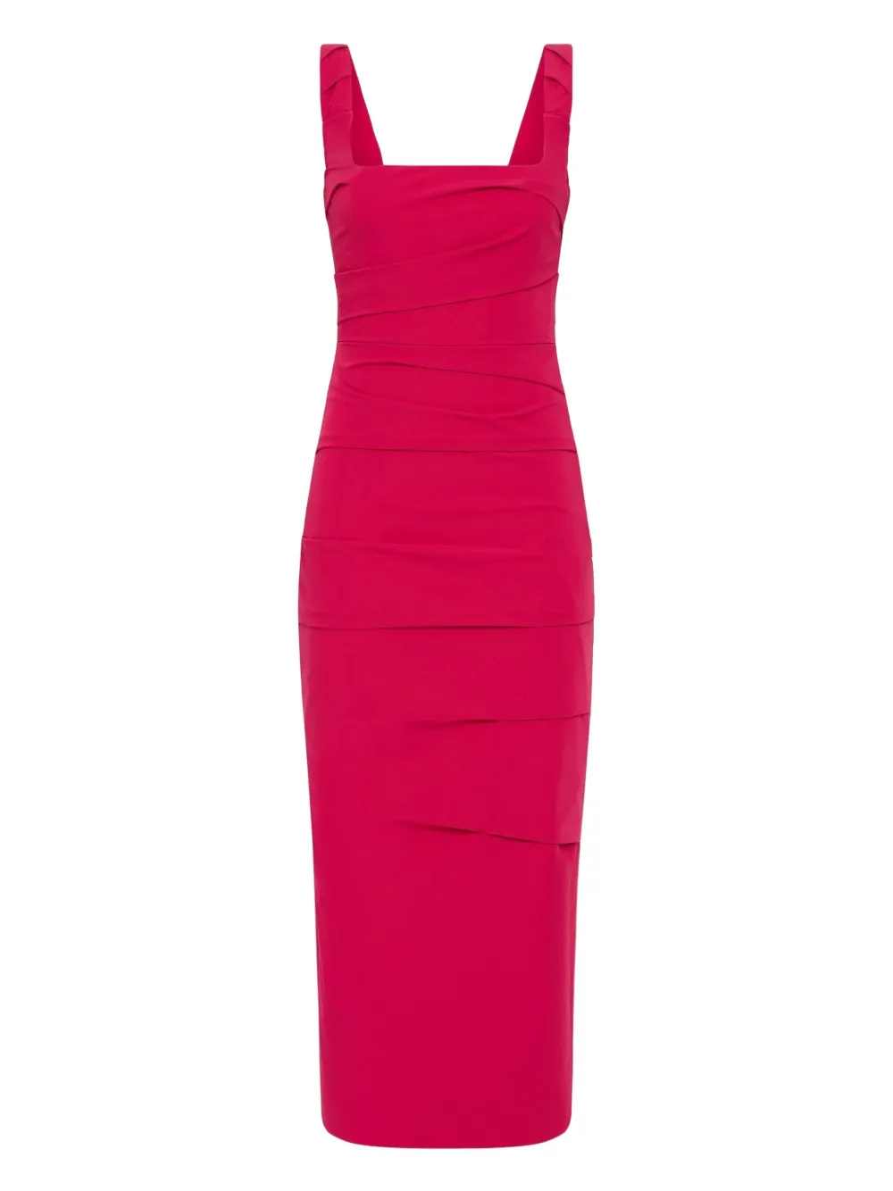 Rachel Gilbert Anna gedrapeerde midi-jurk met vierkante hals Roze