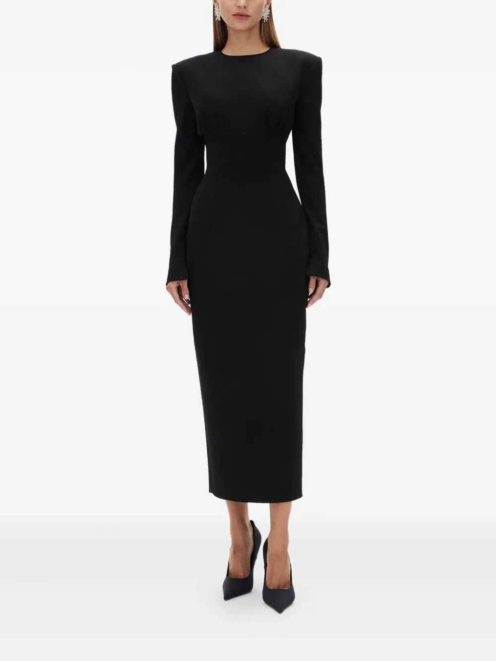 Rachel Gilbert Dover maxi-jurk met gewatteerde schouders - Zwart