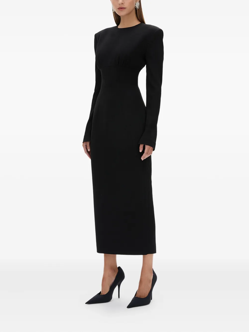 Rachel Gilbert Dover maxi-jurk met gewatteerde schouders Zwart