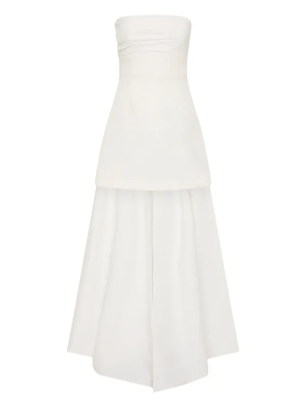Rachel Gilbert robe-bustier Odette à Design Plissé Blanc