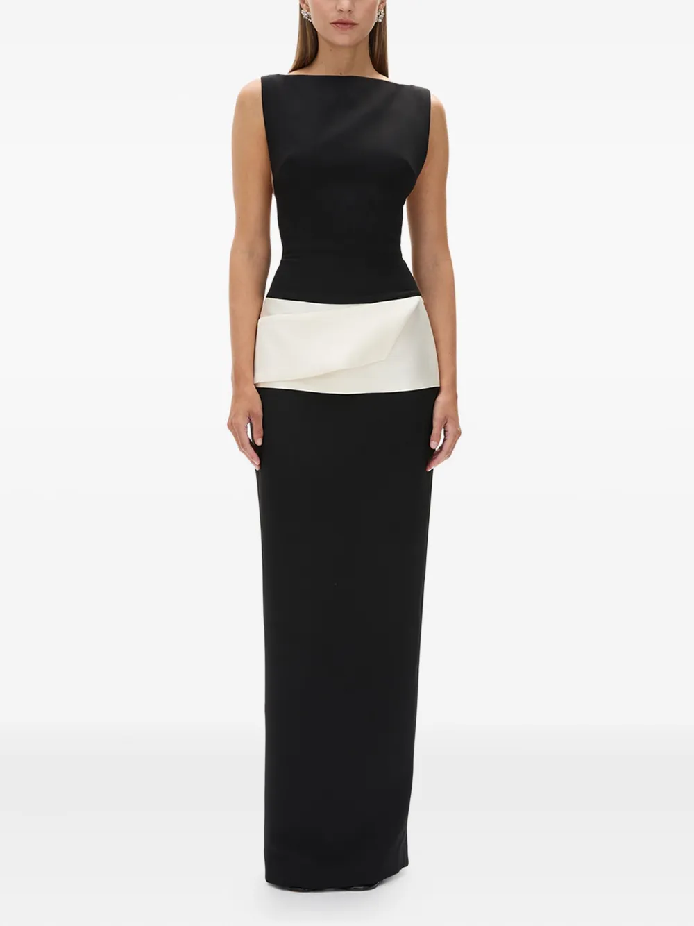 Rachel Gilbert Rikki avondjurk met satijnen vlakken - Zwart