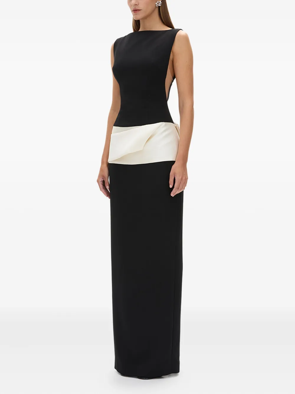 Rachel Gilbert Rikki Satin-panelled Gown In Brown