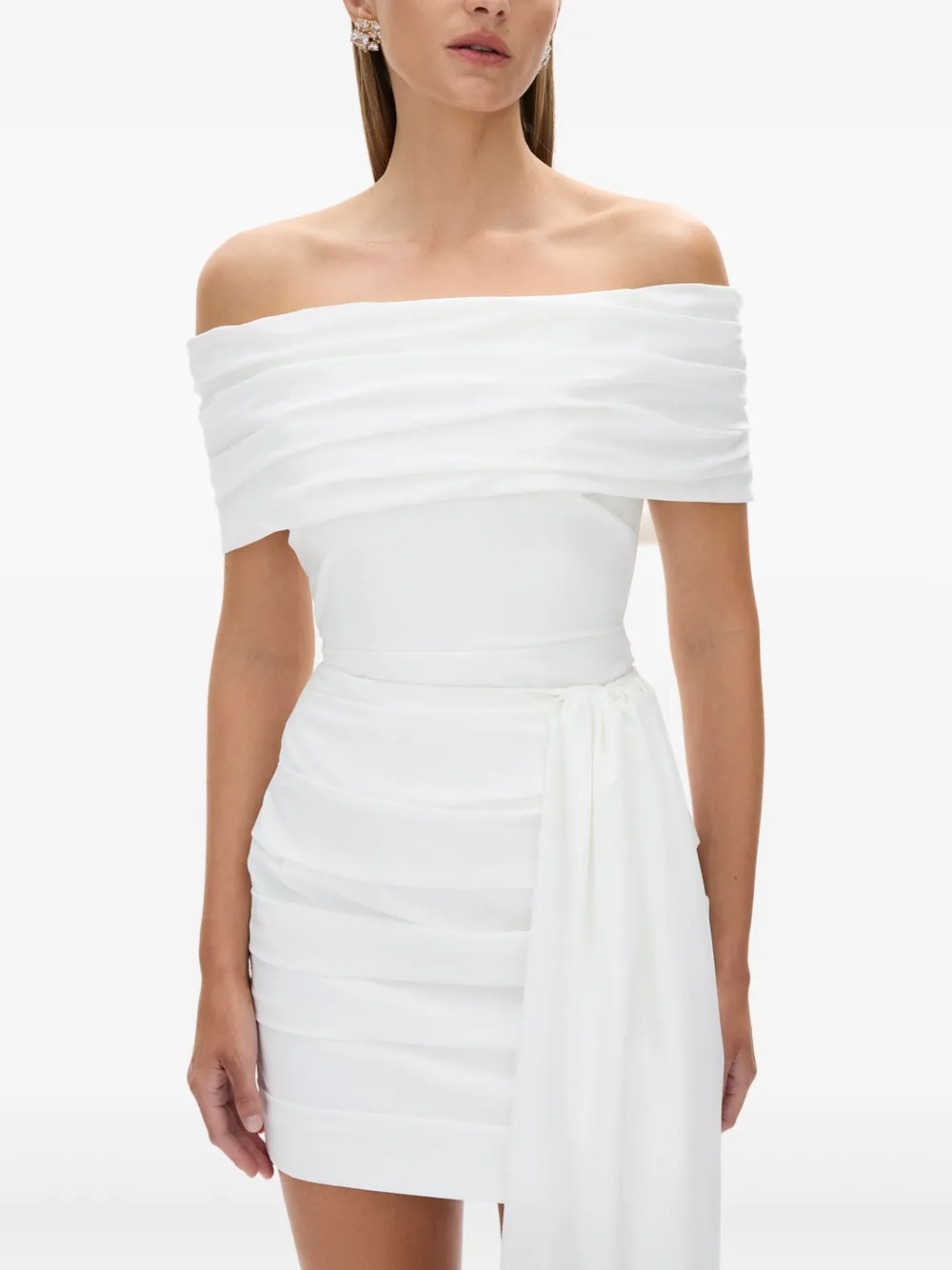 Rachel Gilbert Camille gedrapeerde off-shoulder top Wit