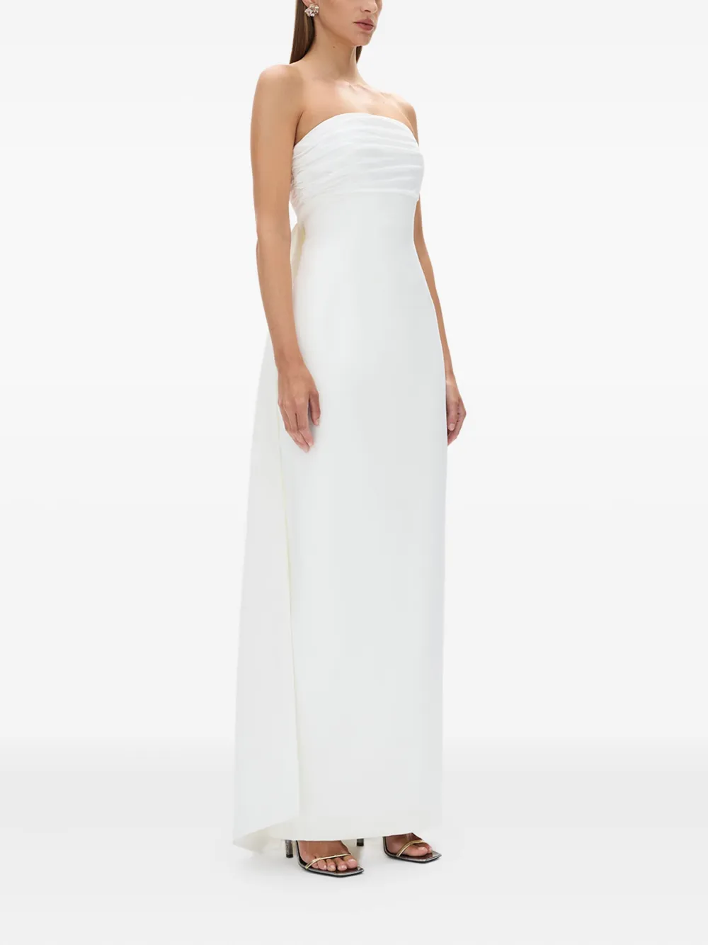 Rachel Gilbert Arlo strapless avondjurk met plooien Wit