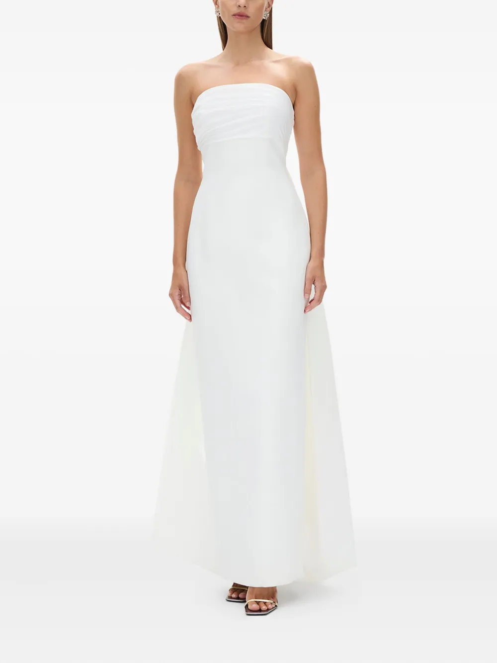 Rachel Gilbert Arlo strapless avondjurk met plooien - Wit