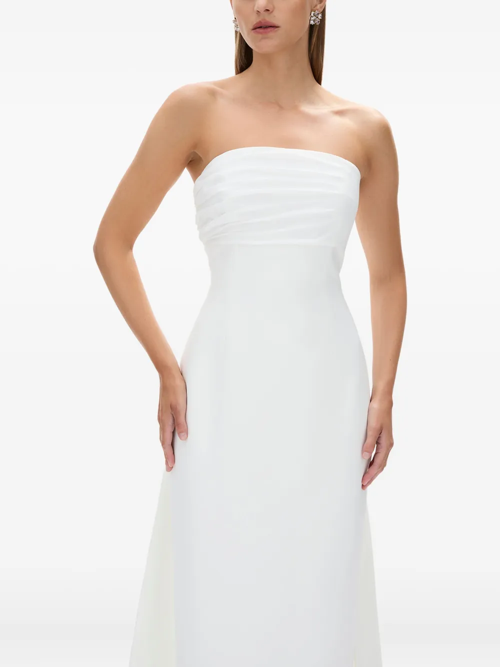 Rachel Gilbert Arlo strapless avondjurk met plooien Wit