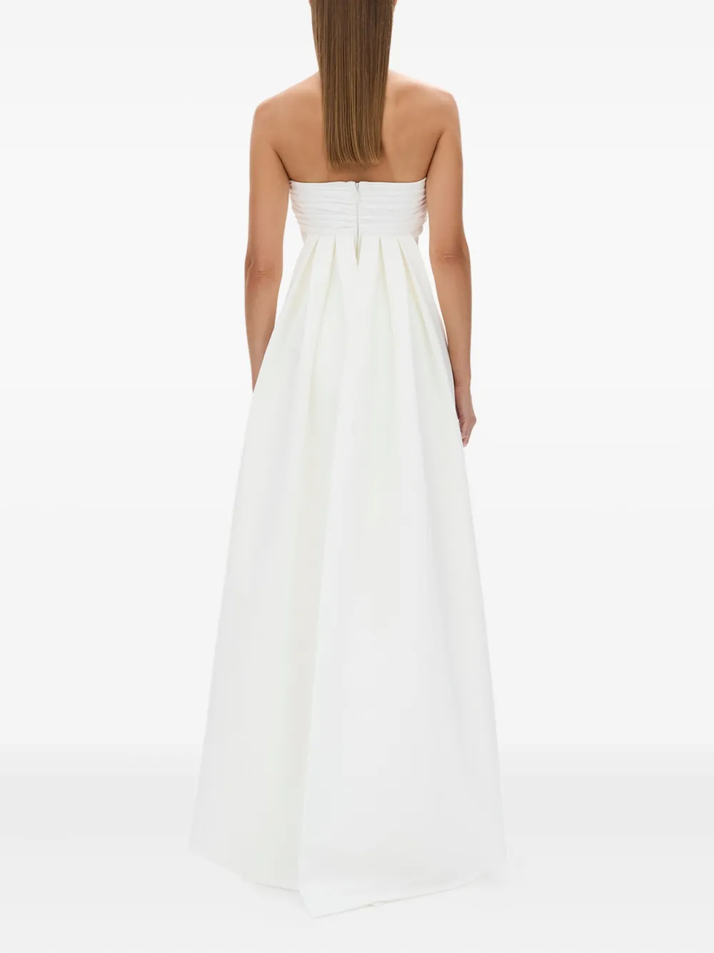 Rachel Gilbert Arlo strapless avondjurk met plooien Wit