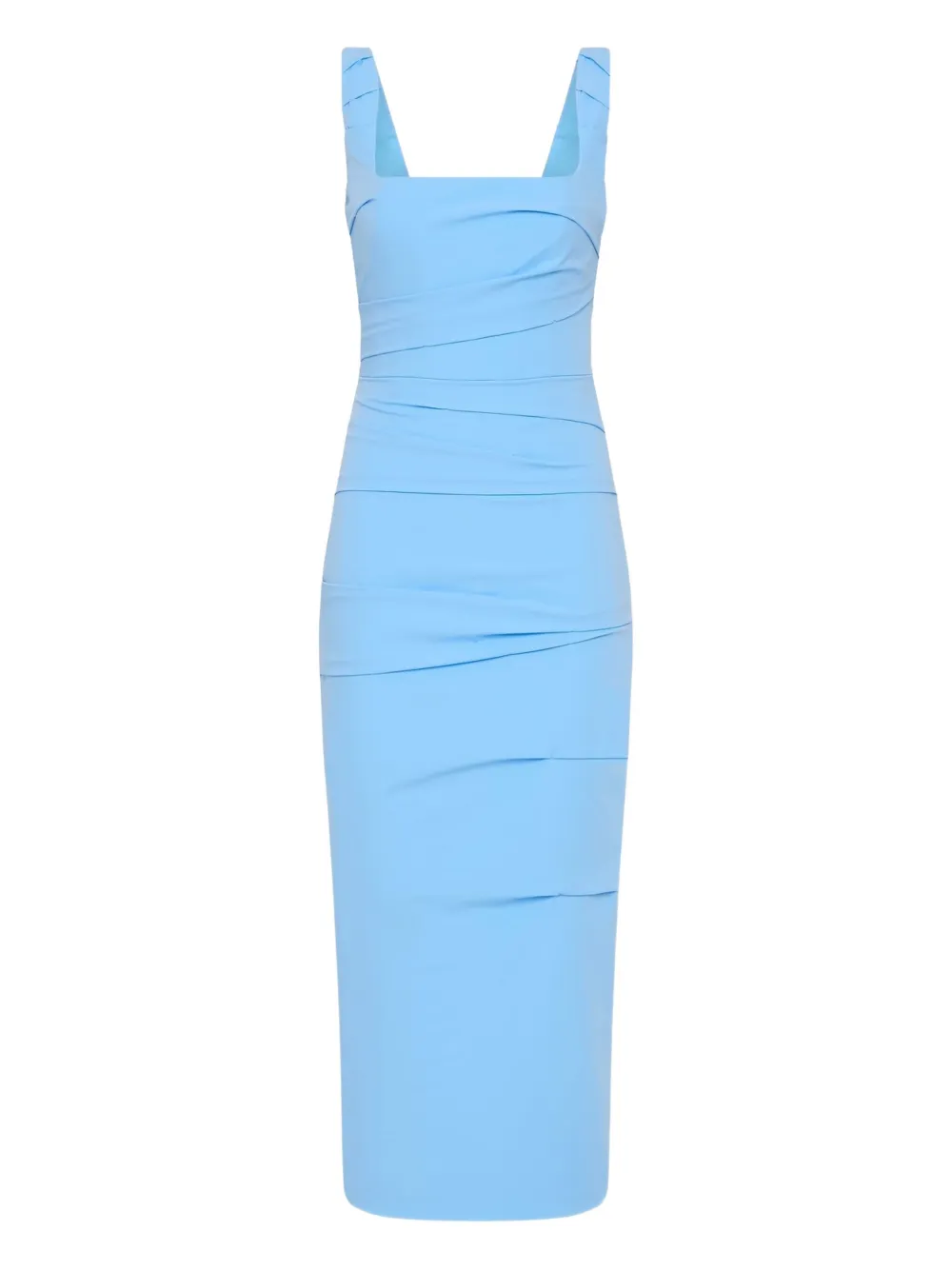 Rachel Gilbert Gedrapeerde midi-jurk met vierkante hals Blauw