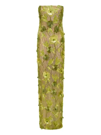 Rachel Gilbert Pierre floral-embellished Strapless Gown | Green | FARFETCH Rachel Gilbert Pierre floral-embellished Strapless Gown | Green | FARFETCH