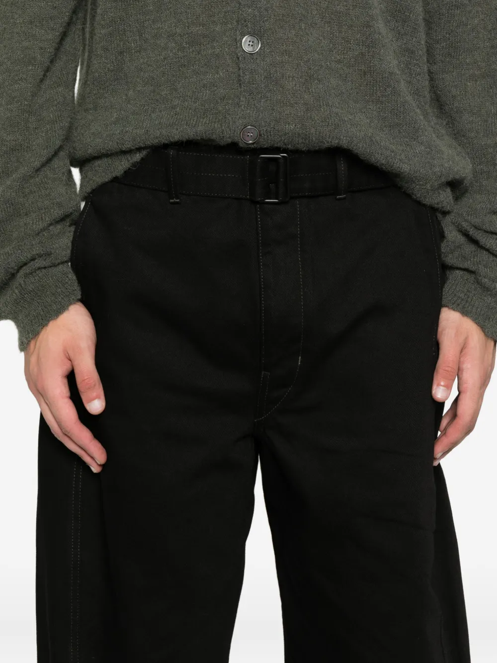 LEMAIRE Twisted belted jeans Zwart
