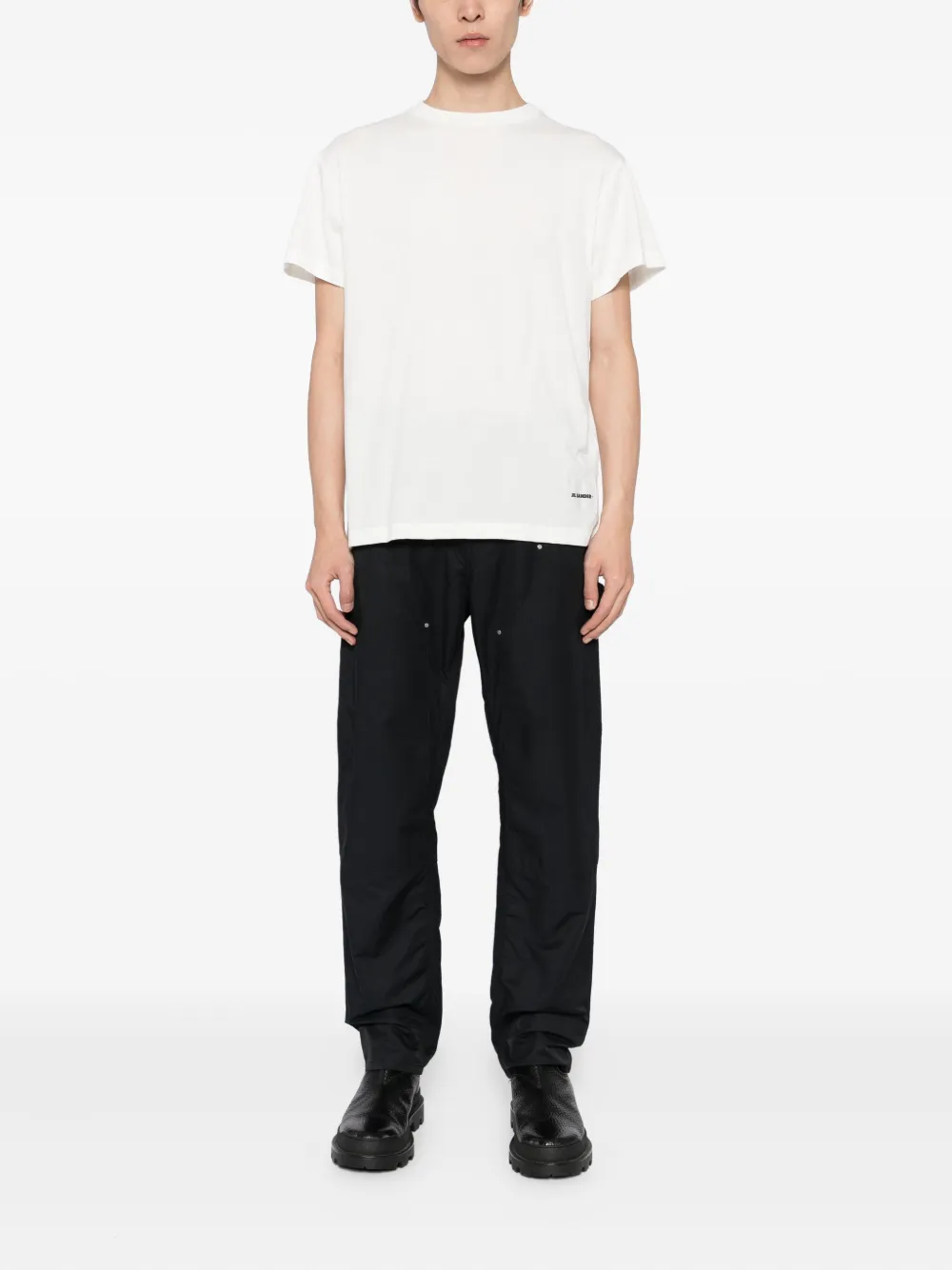 Jil Sander Logo-patch T-shirt (pack Of Three) In White
