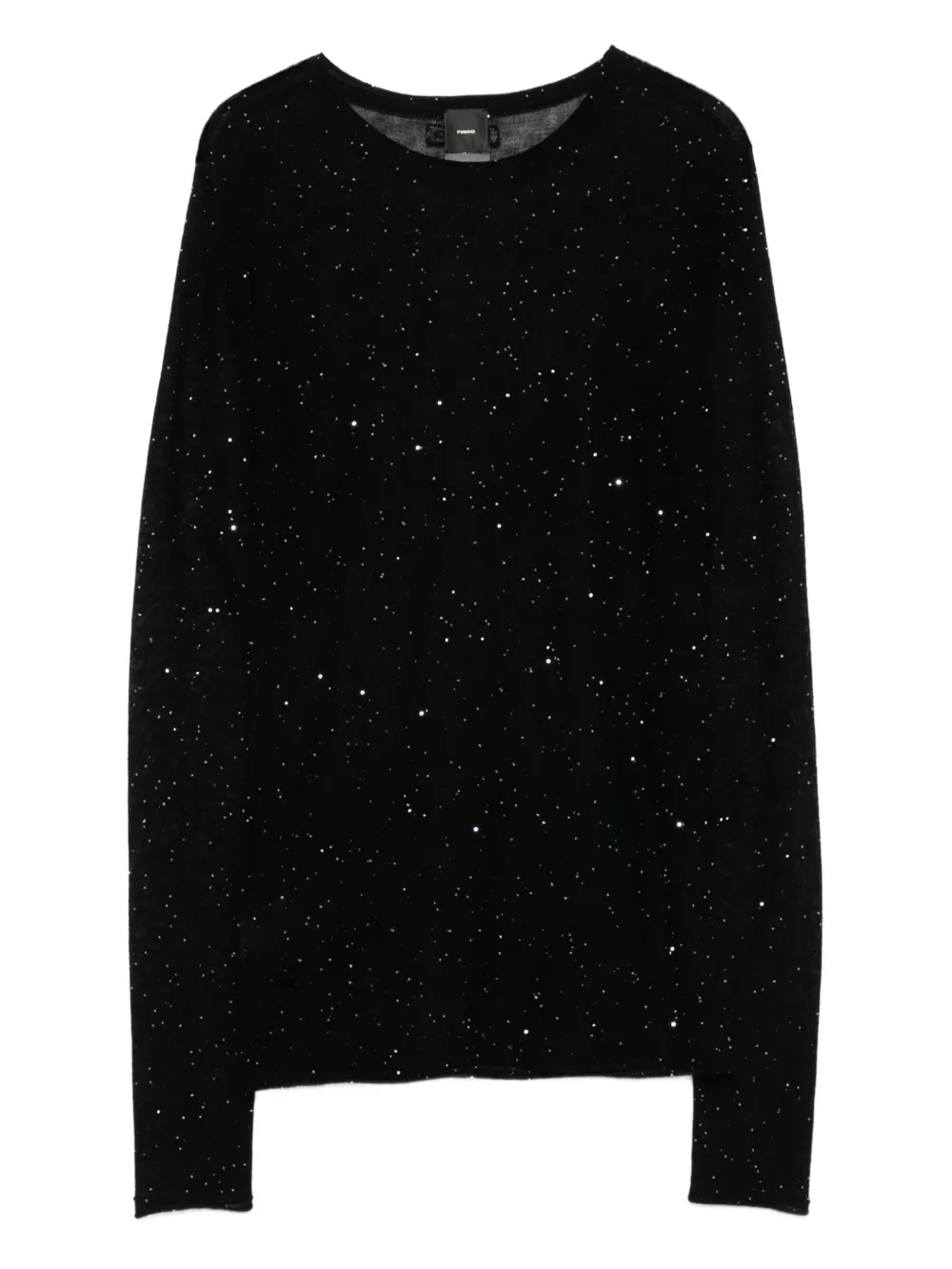 PINKO glitter-embellished long-sleeve top - Nero