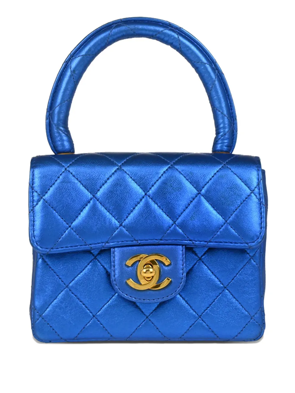 CHANEL Pre-Owned 1992 レザーハンドバッグ - ブルー CHANEL Pre-Owned 1992 レザーハンドバッグ - ブルー