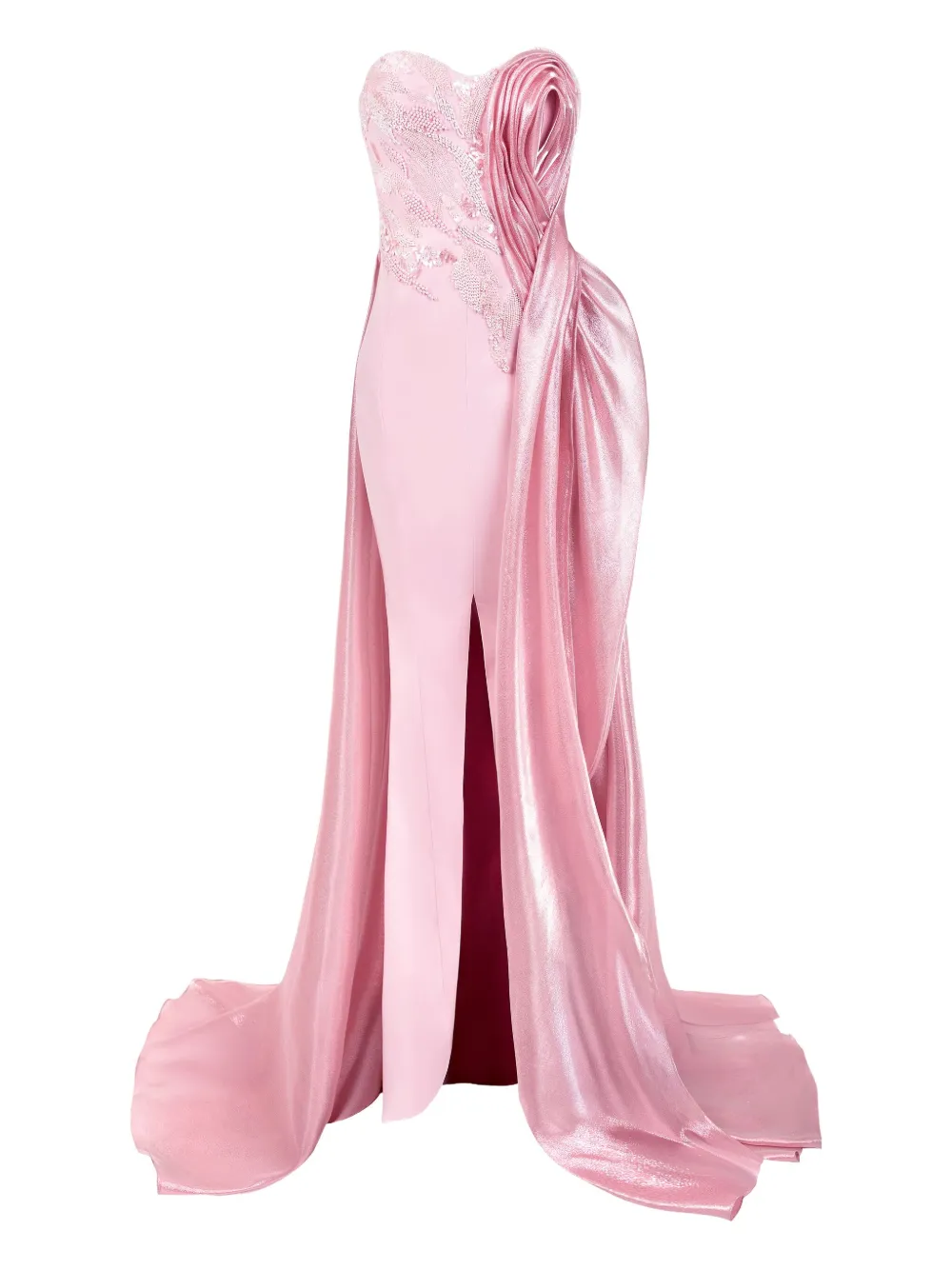 Gaby Charbachy Verfraaide avondjurk met roosdetail Roze