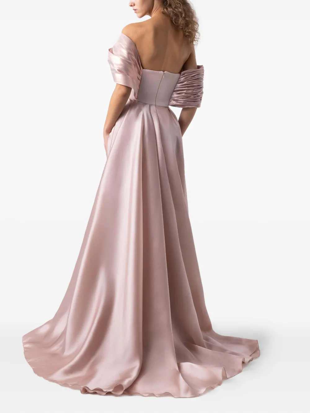 Gaby Charbachy Off-shoulder geplooide avondjurk Roze