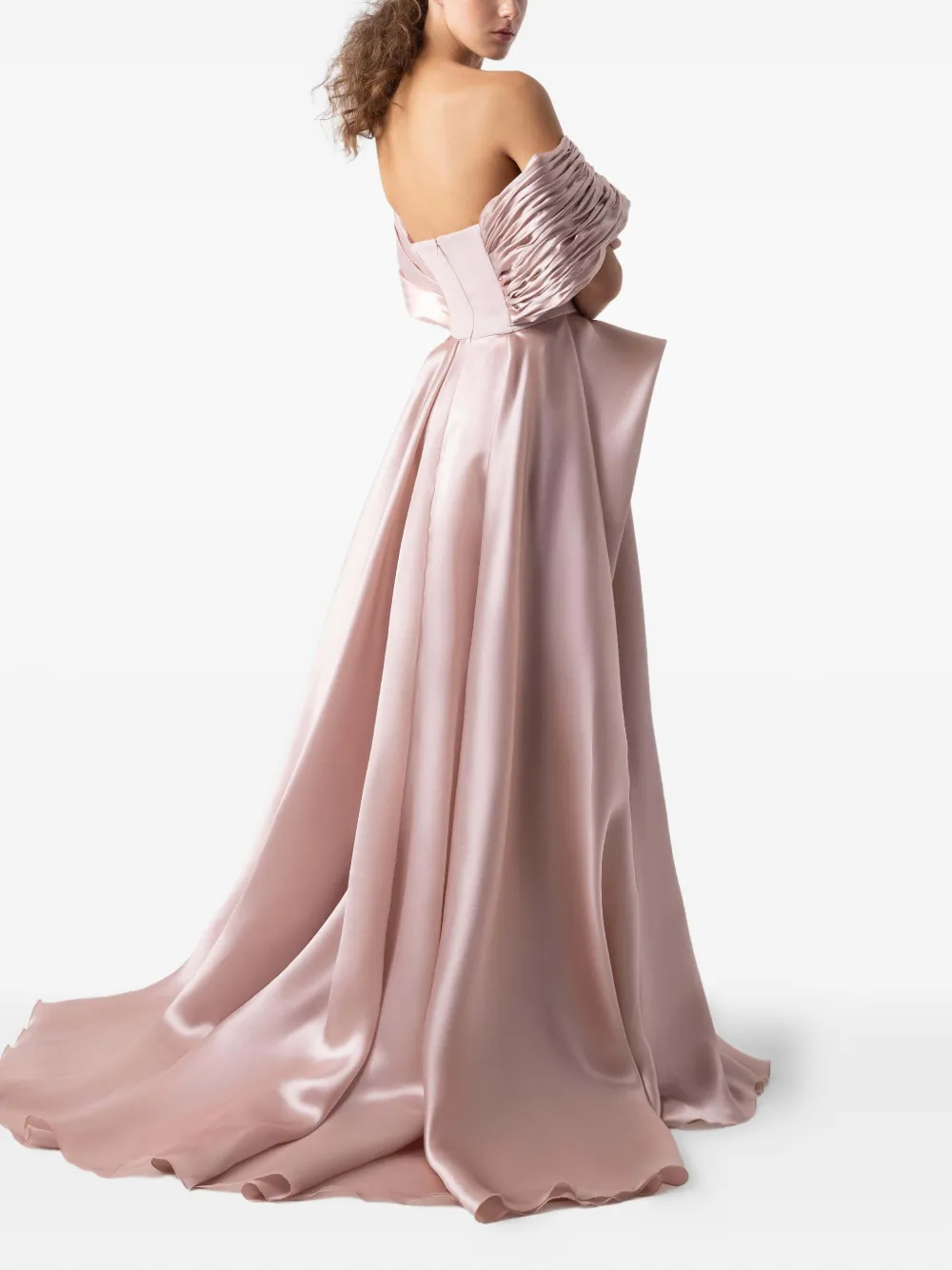Gaby Charbachy Off-shoulder geplooide avondjurk Roze