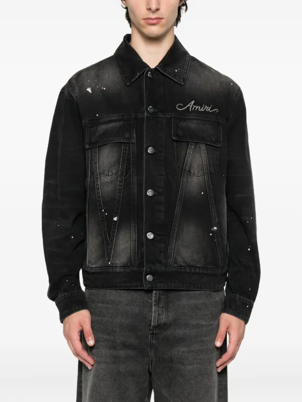 AMIRI paint-splatter Denim Jacket | Black | FARFETCH