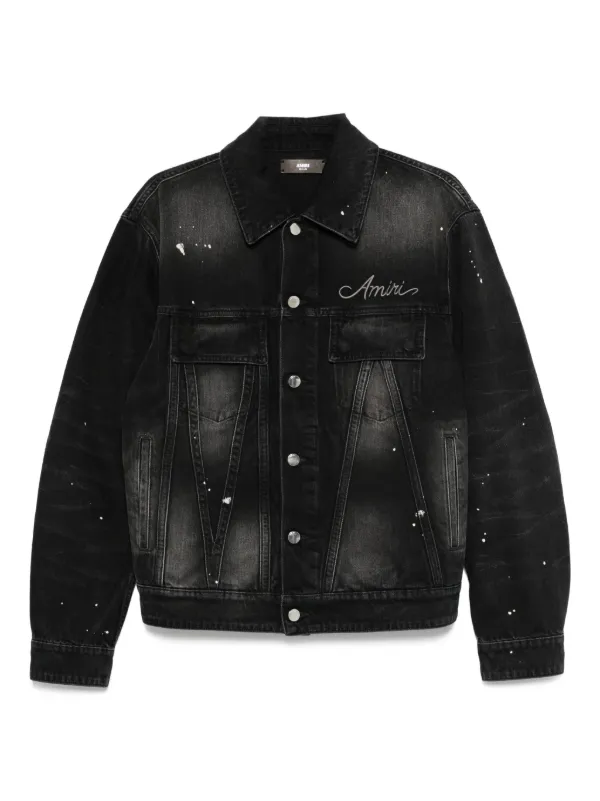 AMIRI ラメペイント　クリスタル デニムジャケット M AMIRI】クリスタル ペインター ダメージ デニムジャケット