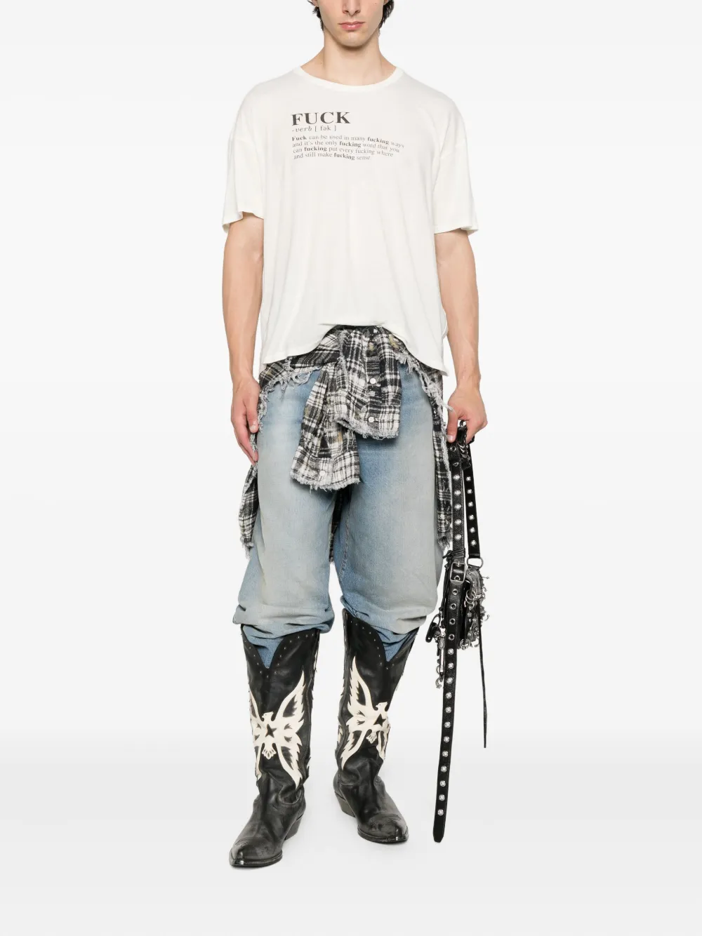 R13 definition-print T-shirt Beige