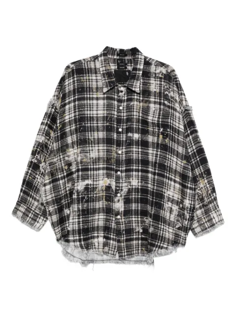 R13 frayed plaid shirt