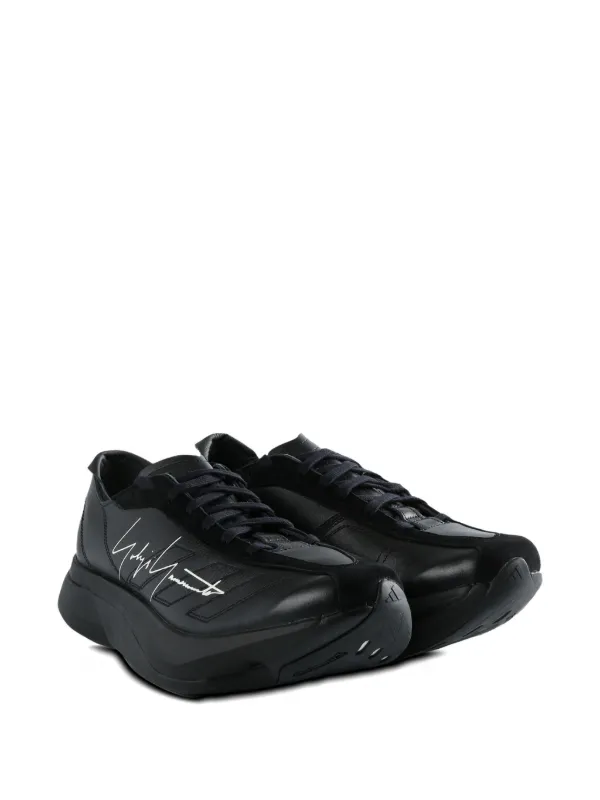 Y-3 Adios Pro 3.0 LX signature-detail Leather Trainers | Black