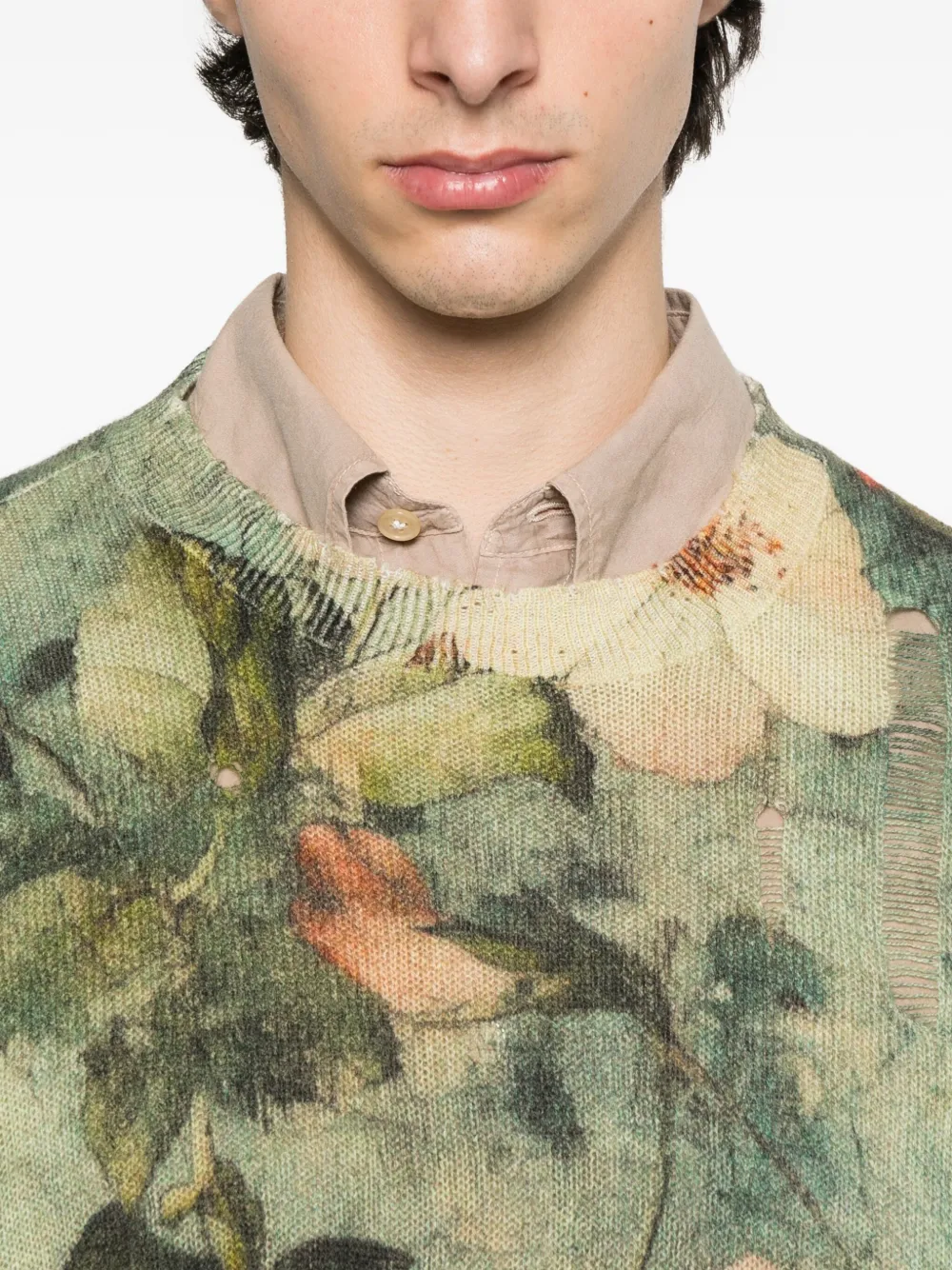 R13 floral-print cashmere sweater Groen
