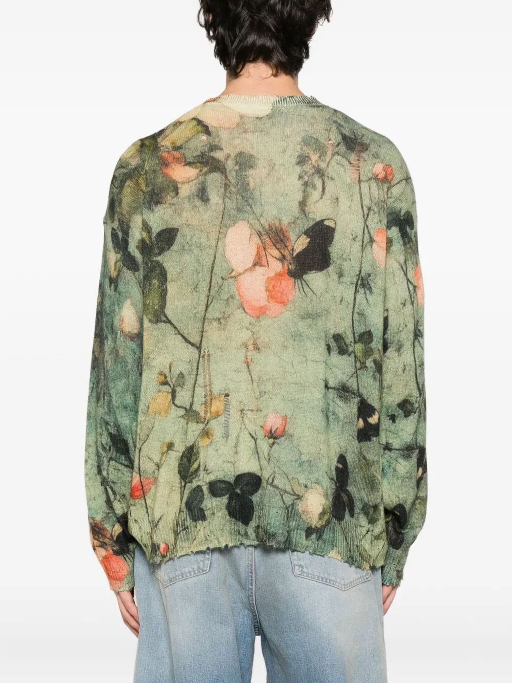R13 floral-print cashmere sweater Groen