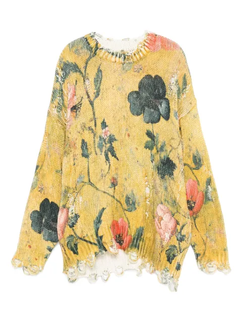 R13 floral-pattern distressed sweater