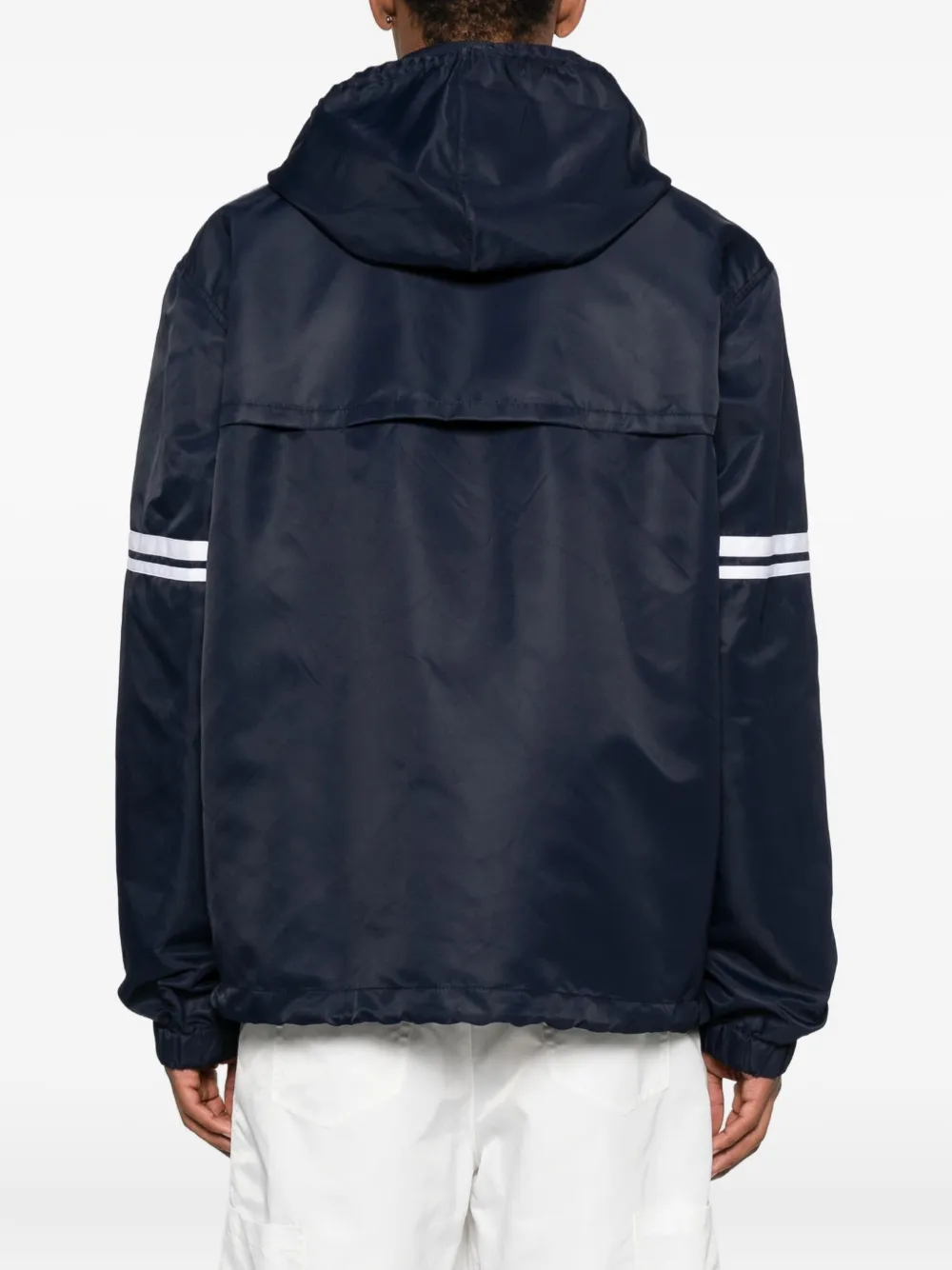 Alexander McQueen hooded stripe-detail jacket Blauw