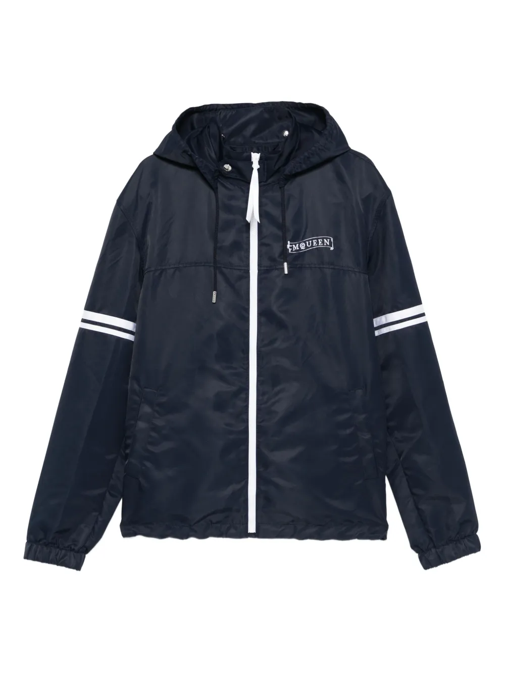 Alexander McQueen hooded stripe-detail jacket Blauw