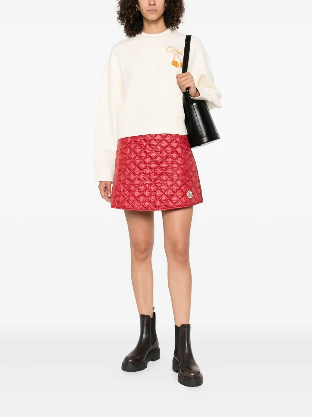 Moncler bow-cherry sweatshirt Beige