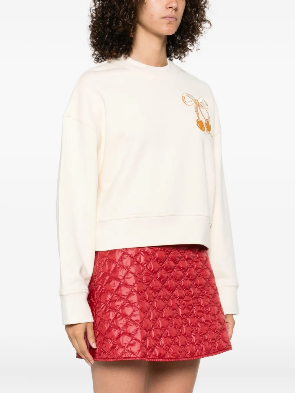 Moncler bow-cherry sweatshirt Beige