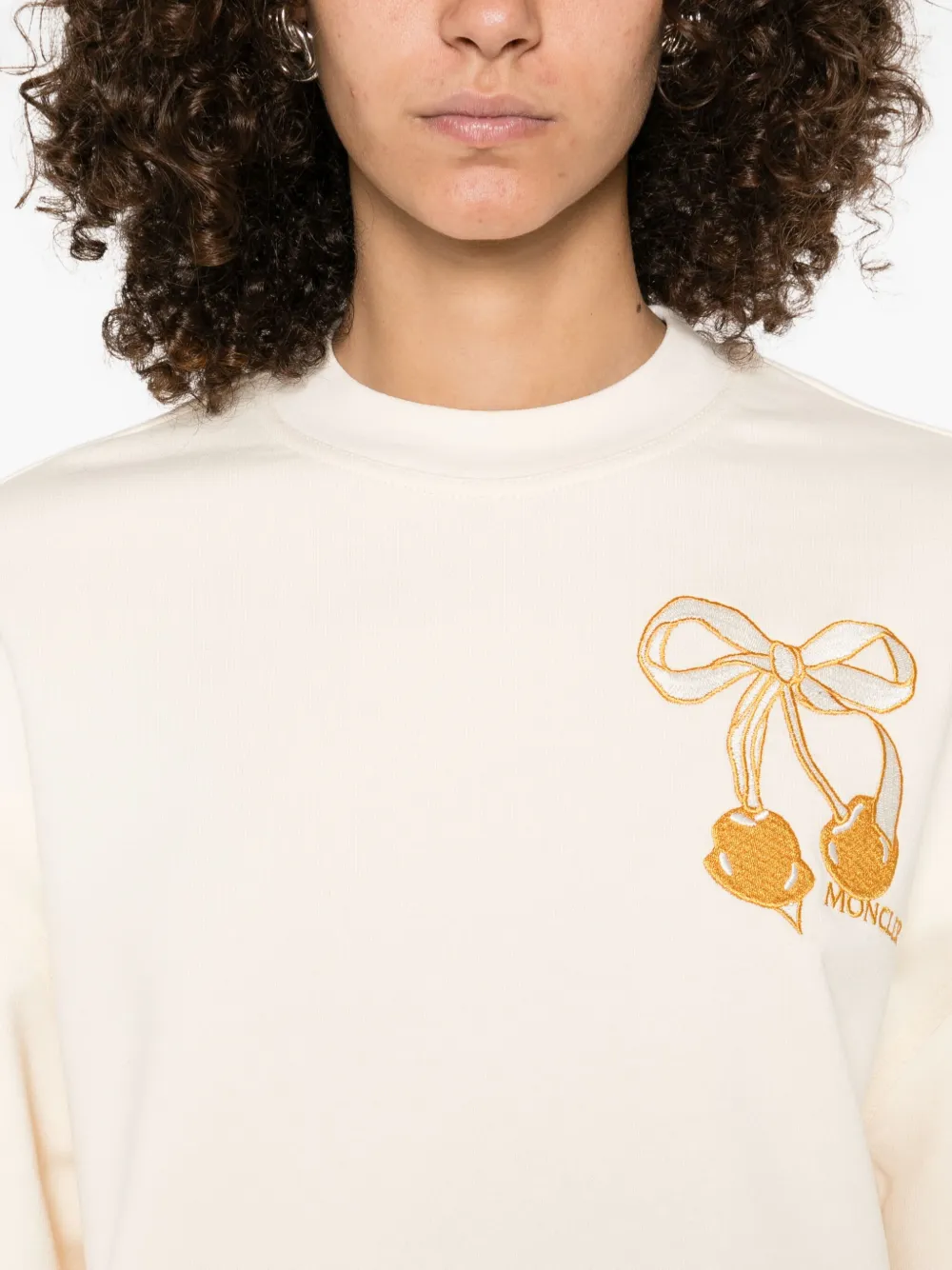 Moncler bow-cherry sweatshirt Beige