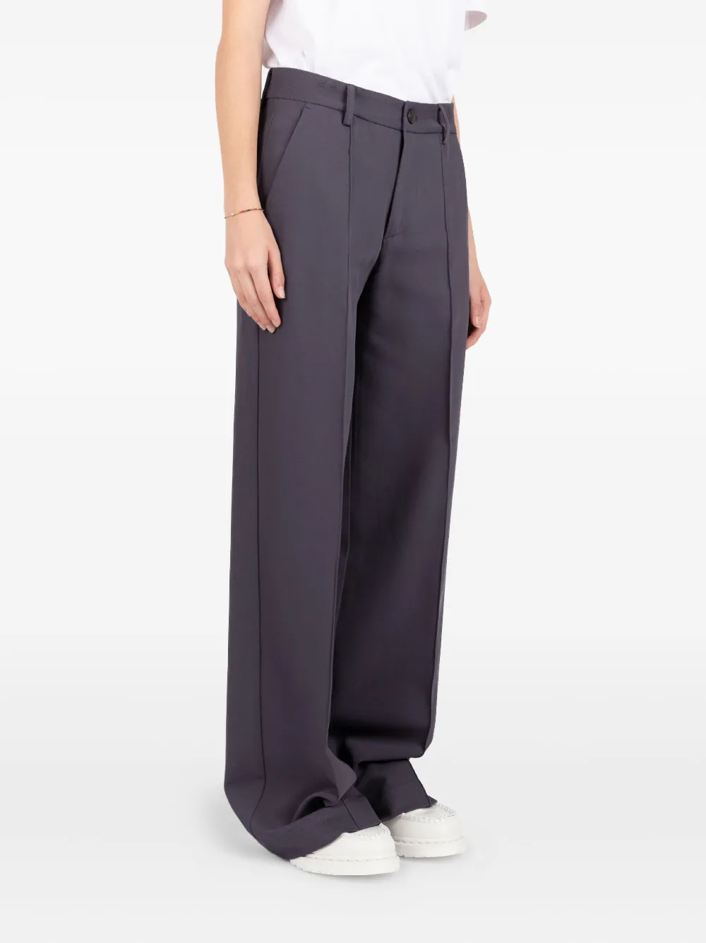 Société Anonyme pleated embroidered-pocket trousers Paars