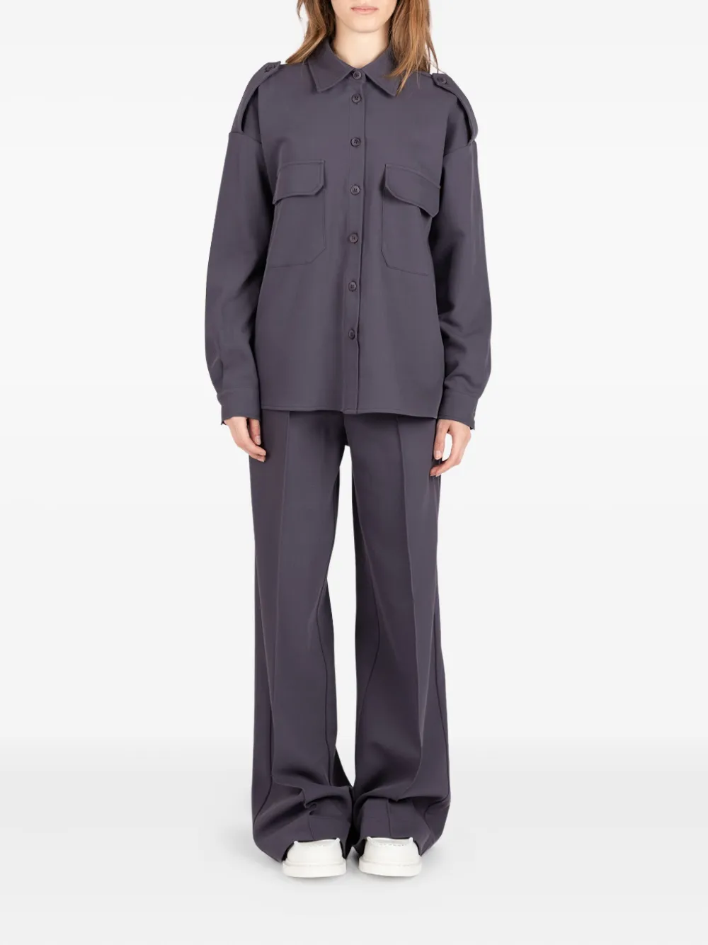 Société Anonyme pleated embroidered-pocket trousers Paars