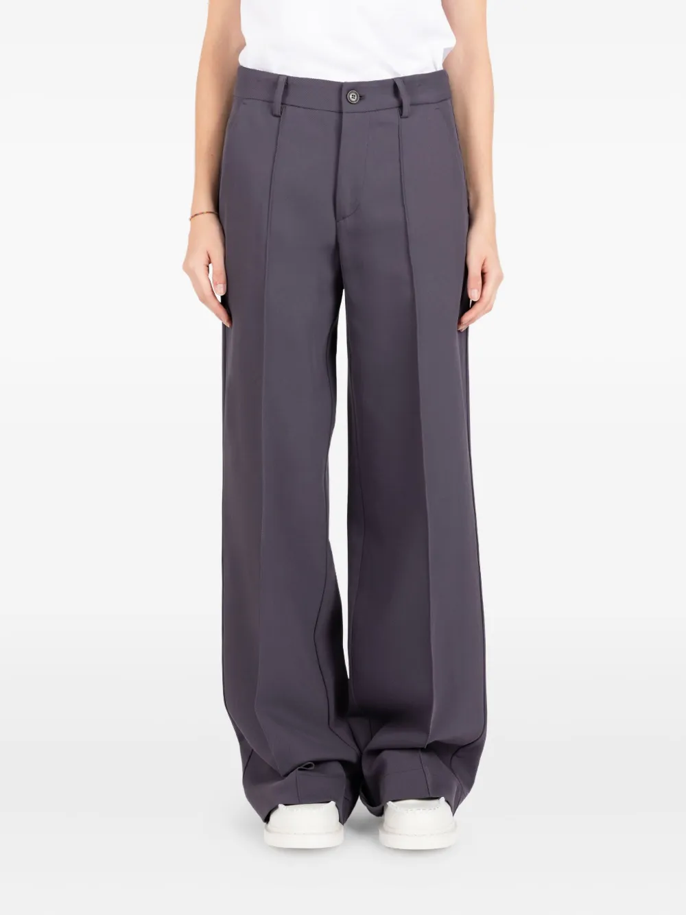 Société Anonyme pleated embroidered-pocket trousers Paars