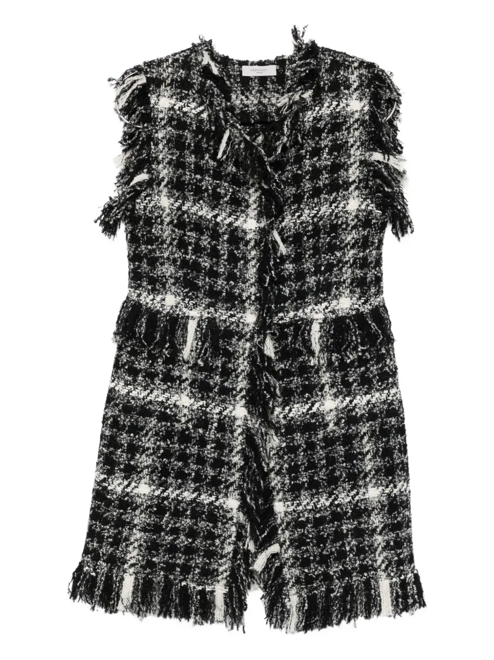 Charlott fringed tweed coat | Black | Image 1