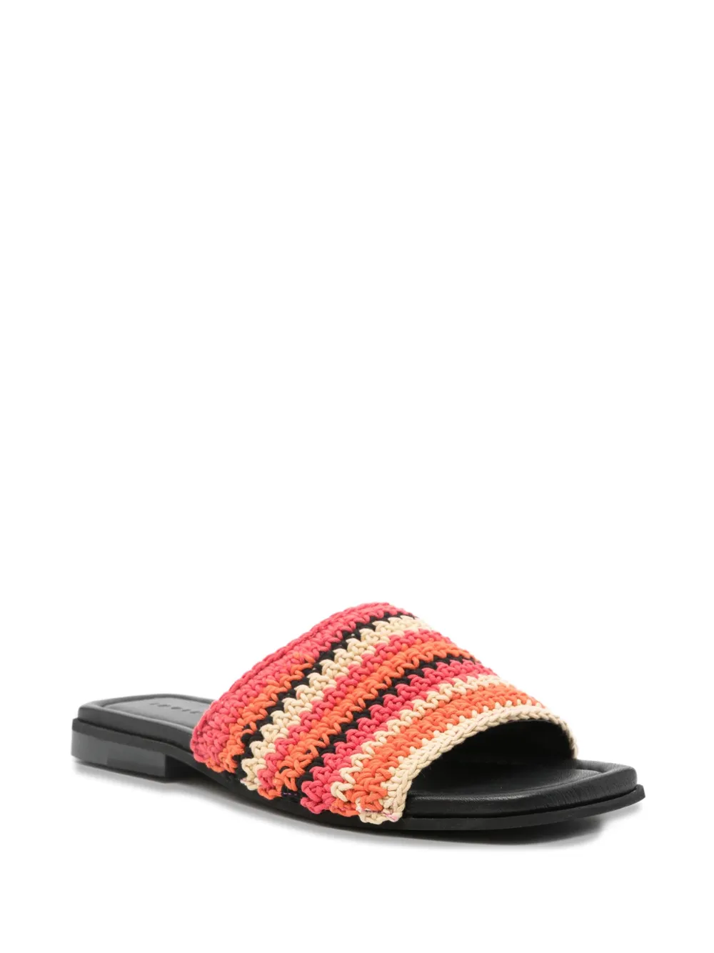 Inuikii striped crochet flat sandals Red