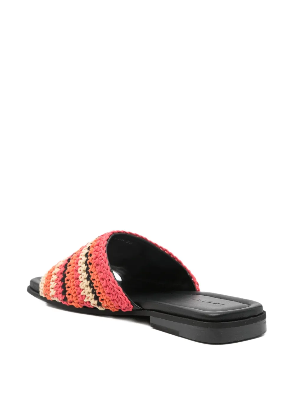 Inuikii striped crochet flat sandals Red