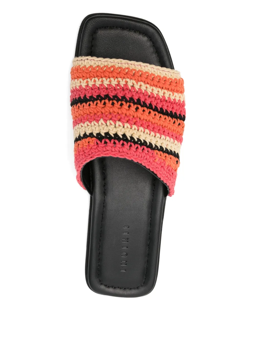 Inuikii striped crochet flat sandals Red