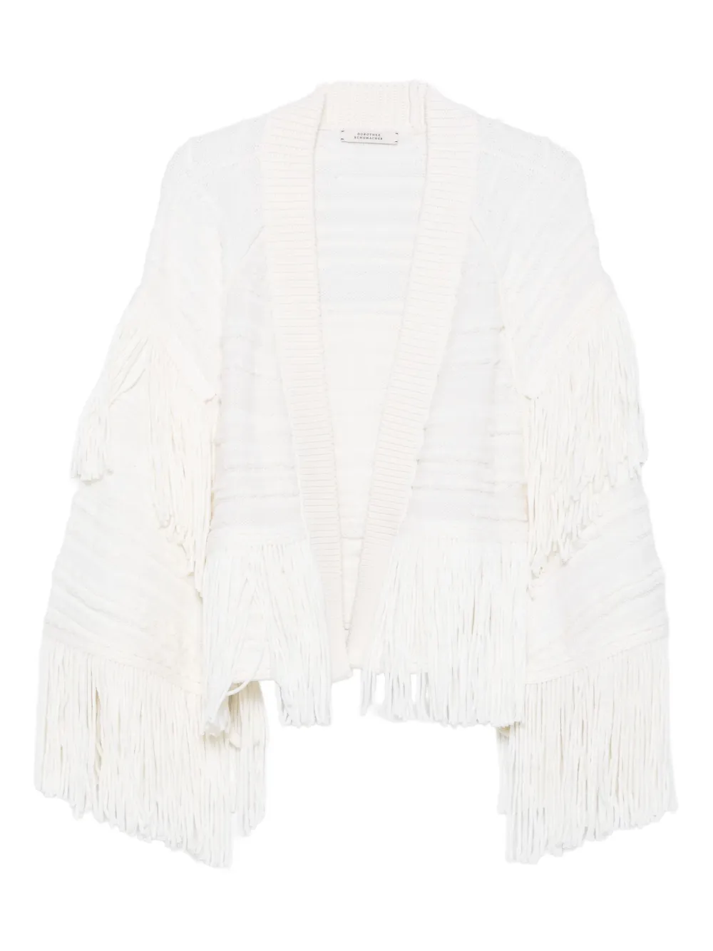 fringe-detail wool cardigan
